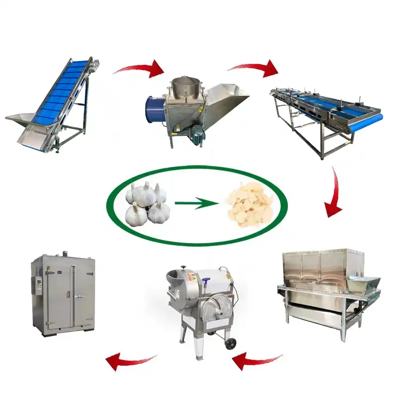 Dehydrated garlic slicing line